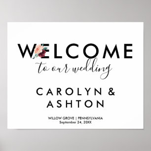 Blokkering Welkom maroon bruiloft Poster
