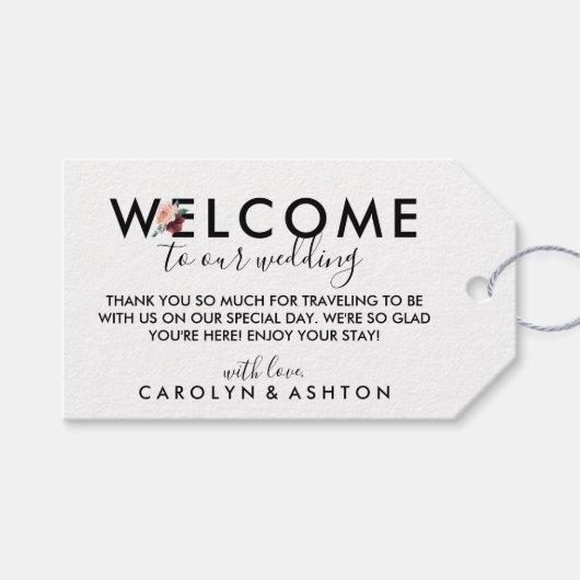 Blokkering | Welkom maroon Wedding Cadeaulabel (Voorkant (Horizontaal))
