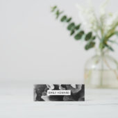 Blokkerklep / zwart wit mini visitekaartje (Staand voorkant)