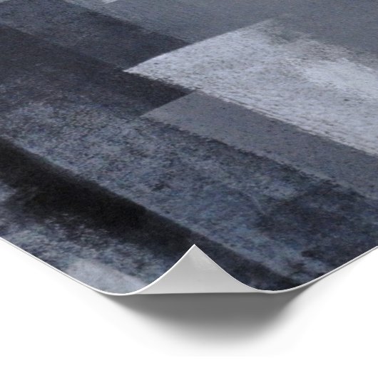 'Blokkerpartij' Grijze Abstracte kunst Poster (Hoek)