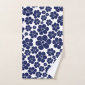 Blokkerpatroon - blauw en wit bad handdoek (Handdoek)