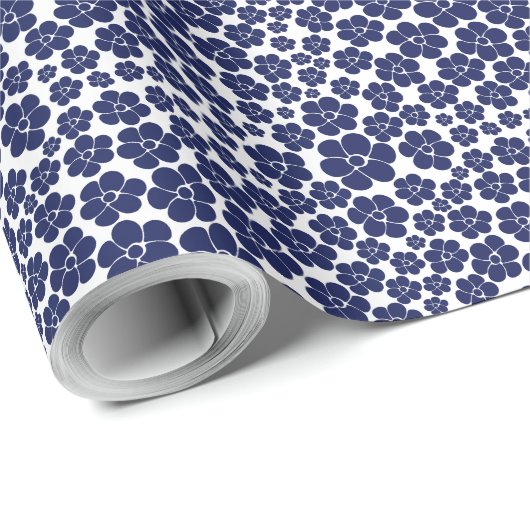 Blokkerpatroon - blauw en wit cadeaupapier (Rol Hoek)