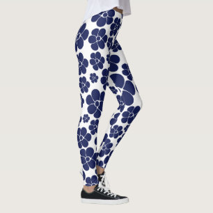 Blokkerpatroon - blauw en wit leggings
