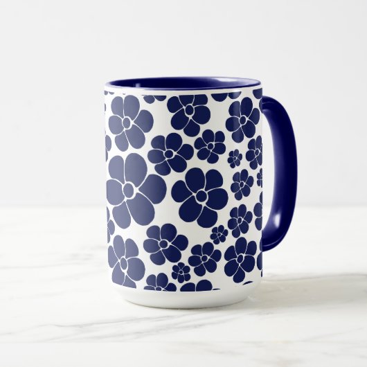 Blokkerpatroon - blauw en wit mok (Voorkant rechts)