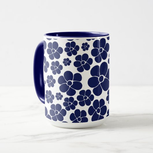 Blokkerpatroon - blauw en wit mok (Voorkant links)