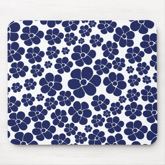 Blokkerpatroon - blauw en wit muismat (Voorkant)