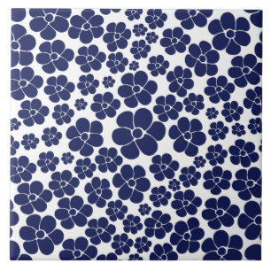 Blokkerpatroon - blauw en wit tegeltje