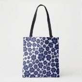 Blokkerpatroon - blauw en wit tote bag (Voorkant)