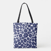 Blokkerpatroon - blauw en wit tote bag (Achterkant)