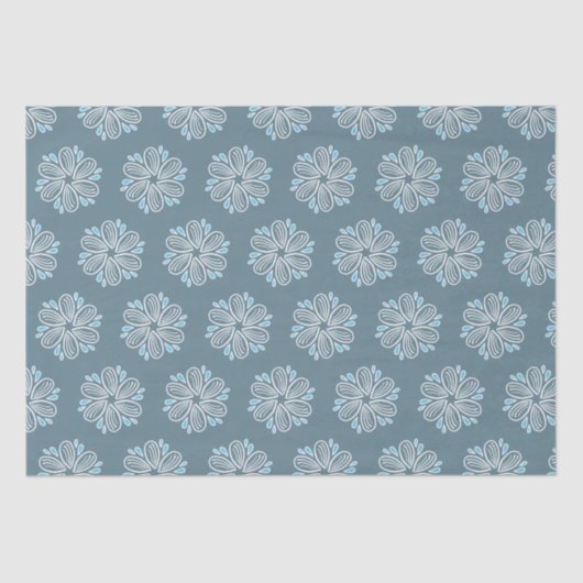 Blokkerpatroon in blauw en wit tissuepapier (Voorkant)