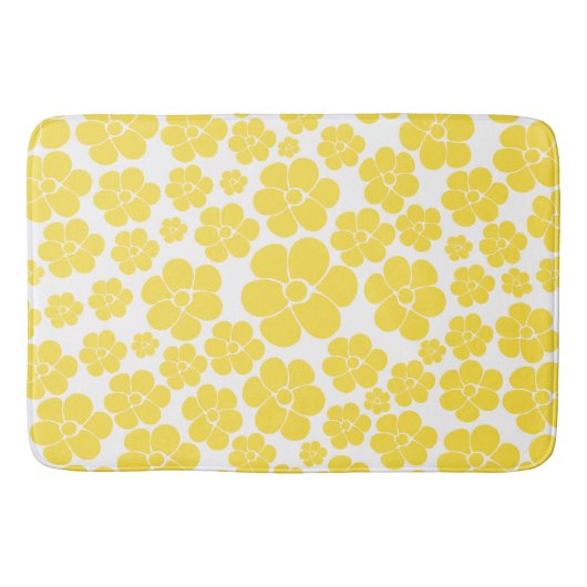 Blokkerpatroon - Lemongeel en wit Badmat (Voorkant)