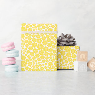 Blokkerpatroon - Lemongeel en wit Cadeaupapier