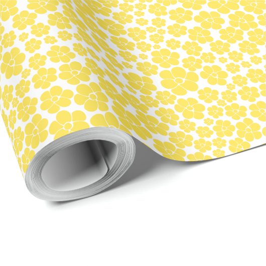 Blokkerpatroon - Lemongeel en wit Cadeaupapier (Rol Hoek)