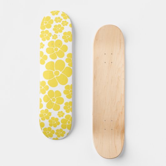Blokkerpatroon - Lemongeel en wit Persoonlijk Skateboard (Voorkant)