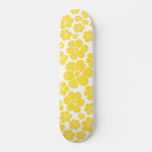 Blokkerpatroon - Lemongeel en wit Persoonlijk Skateboard (Voorkant)