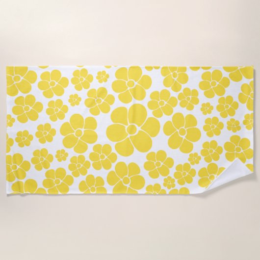 Blokkerpatroon - Lemongeel en wit Strandlaken (Voorkant)