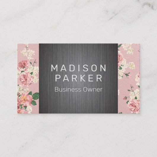 Blokkerpatroon | Metaal geborsteld Visitekaartje (Voorkant)