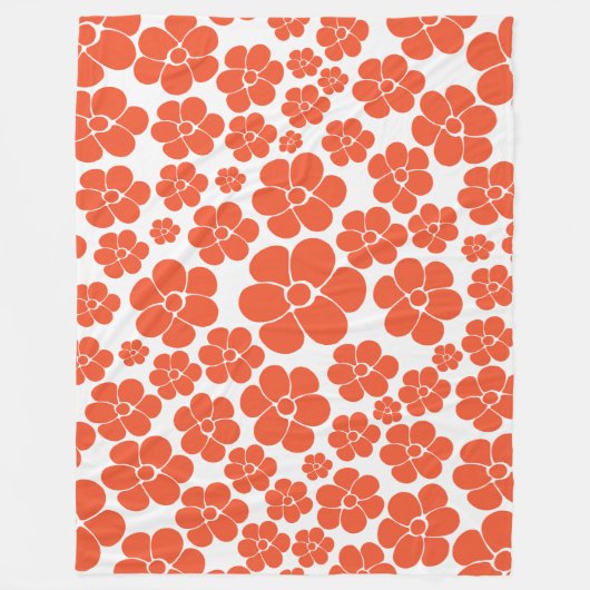 Blokkerpatroon - Oranje en wit Fleece Deken (Voorkant)