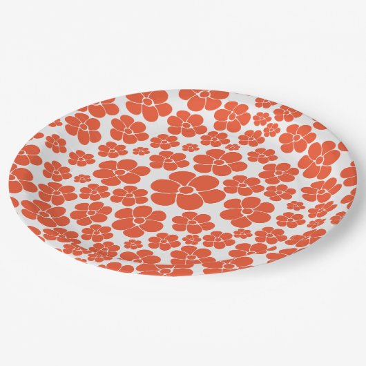 Blokkerpatroon - Oranje en wit Papieren Bordje (Gekanteld)
