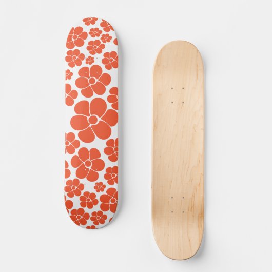 Blokkerpatroon - Oranje en wit Persoonlijk Skateboard (Voorkant)