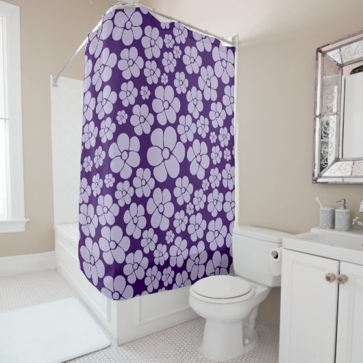 Blokkerpatroon - Paars Douchegordijn (In situ)