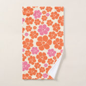 Blokkerpatroon - Roze, Oranje en crème Bad Handdoek (Handdoek)