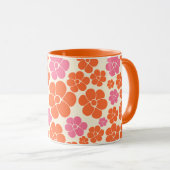 Blokkerpatroon - Roze, Oranje en crème Mok (Voorkant rechts)