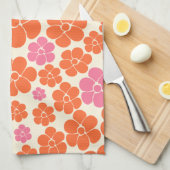 Blokkerpatroon - Roze, Oranje en crème Theedoek (Quarter Fold)