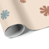 Blokkerretro 60s Patroonmosterd blauw Oranje Cadeaupapier (Rol Hoek)