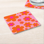 Blokkers roze Sinaasappel Kartonnen Onderzetters (Schuin)