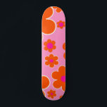 Blokkers roze Sinaasappel Persoonlijk Skateboard<br><div class="desc">Bloemmarkt Amsterdam: Floral Art - Retro Flowers Print - Roze en Oranje.</div>