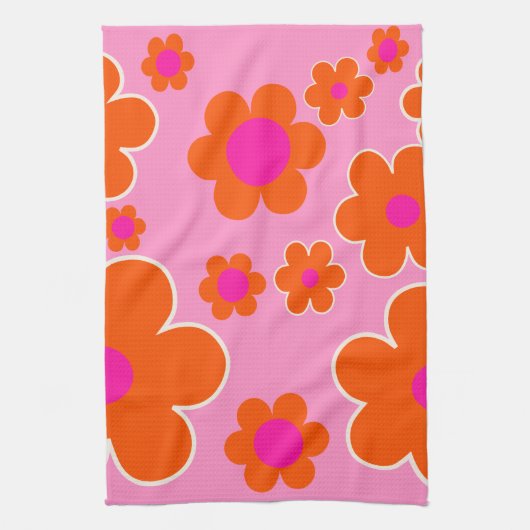 Blokkers roze Sinaasappel Theedoek (Verticaal)