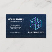 Blokketen Tech Logo | Binaire code Visitekaartje (Voorkant)