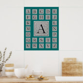 Blokletter "A" Woodcut Woodblock Initiaal Poster (Keuken)