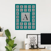 Blokletter "A" Woodcut Woodblock Initiaal Poster (Thuiskantoor)