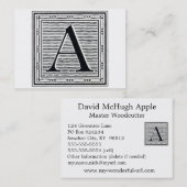 Blokletter "A" Woodcut Woodblock Initiaal Visitekaartje (Voorkant / Achterkant)