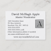 Blokletter "A" Woodcut Woodblock Initiaal Visitekaartje (Achterkant)