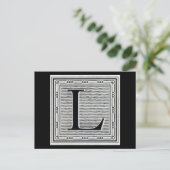 Blokletter "L" Woodcut Woodblock Inital Briefkaart (Staand voorkant)