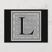 Blokletter "L" Woodcut Woodblock Inital Briefkaart (Voorkant)