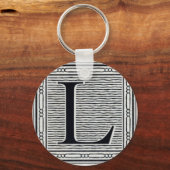 Blokletter "L" Woodcut Woodblock Inital Sleutelhanger (Voorkant)