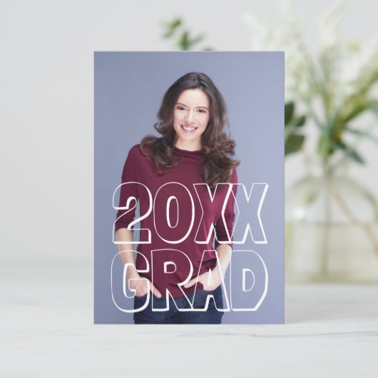 Blokletters rood - 3x5 Afstuderen aankondiging (Staand voorkant)