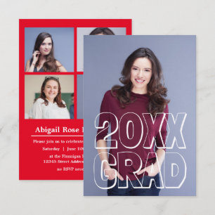 Blokletters rood - 3x5 Afstuderen aankondiging