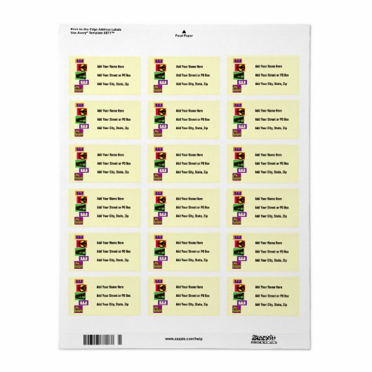 Blokletters Vrede T-shirts en geschenken Etiket (Full Sheet)