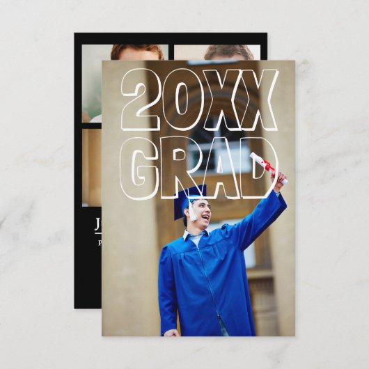 Blokletters wit - 3x5 Afstuderen aankondiging (Voorkant / Achterkant)