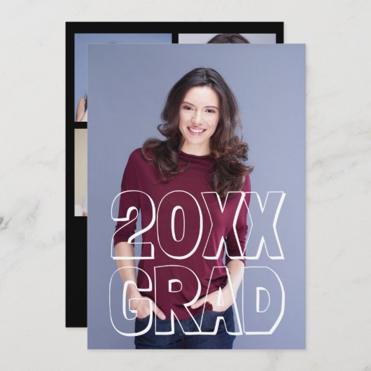 Blokletters wit - Aankondiging Afstuderen (Voorkant / Achterkant)