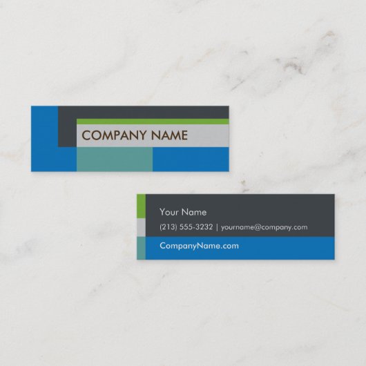 Blokontwerp Mini BC, grijs blauw Mini Visitekaartje (Voorkant / Achterkant)