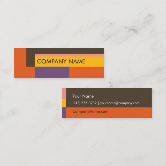 Blokontwerp Mini BC, Oranje bruin Mini Visitekaartje (Voorkant / Achterkant)