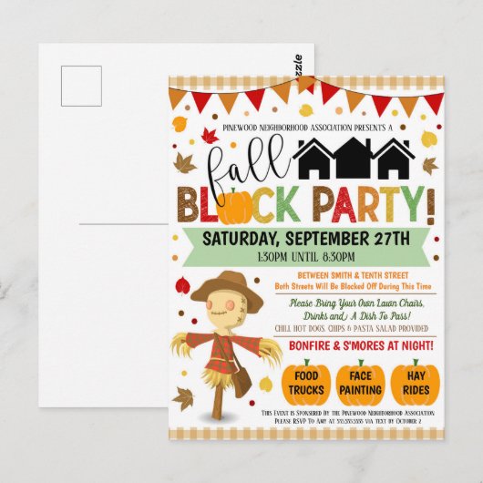 Blokpartij herfst uitnodigt briefkaart (Voorkant / Achterkant)