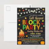 Blokpartij herfst uitnodigt briefkaart (Voorkant / Achterkant)