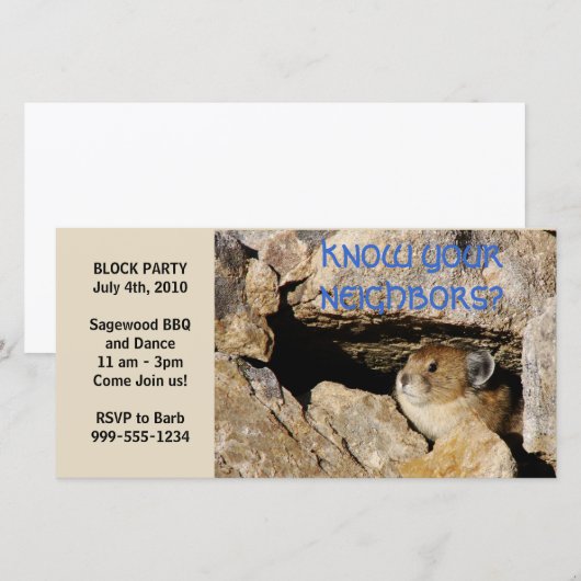 Blokpartij - Humourese uitnodiging (Voorkant / Achterkant)